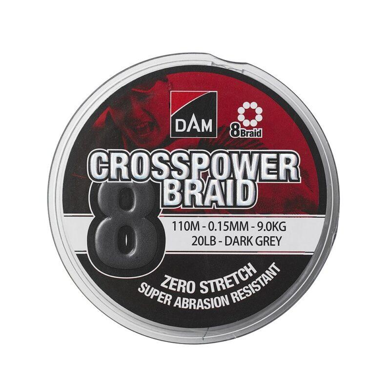 DAM pletená šňůra Crosspower 8-Braid 150m 0.10mm 5.4kg Dark Grey